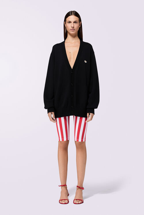 Striped Popcorn Print Biker Shorts Red